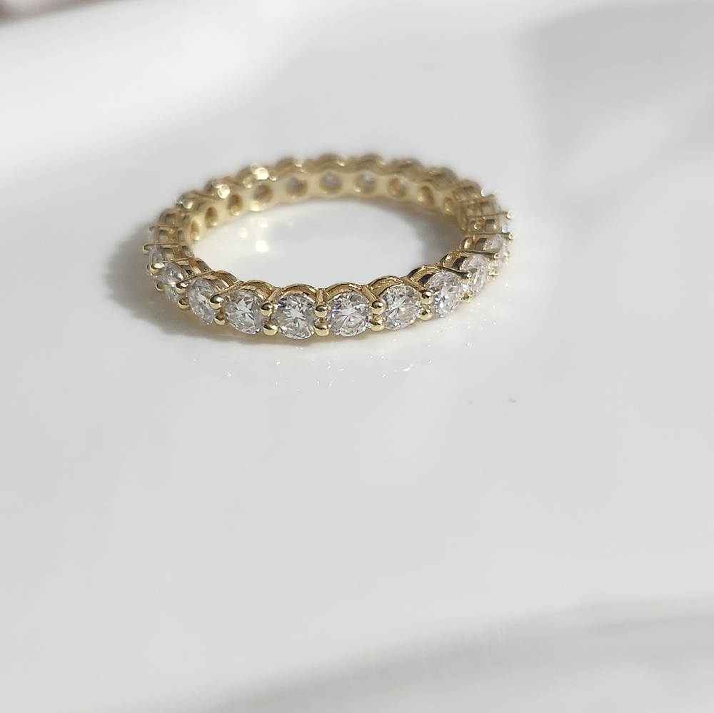Gold Sterling Silver Moissanite Chunky Ring